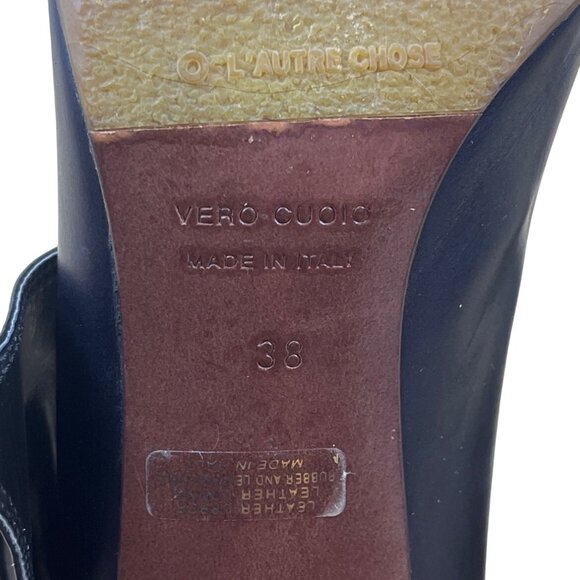 L’Autre Chose Black Leather Bow Detail High Heels Size 38 (US 7.5) - Picture 5 of 9